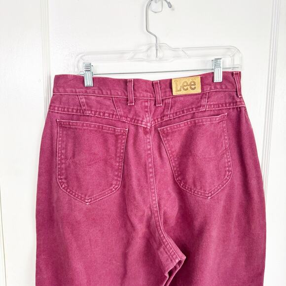 VTG LEE Burgundy Maroon Wine Colored High Waisted Mom Jeans Tapered Leg SEE NOTE - Picture 13 of 16